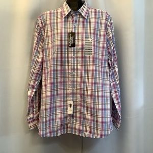 Nick Graham Shirt Men’s Large Collar Button Down Purple/White/Brown/Blue